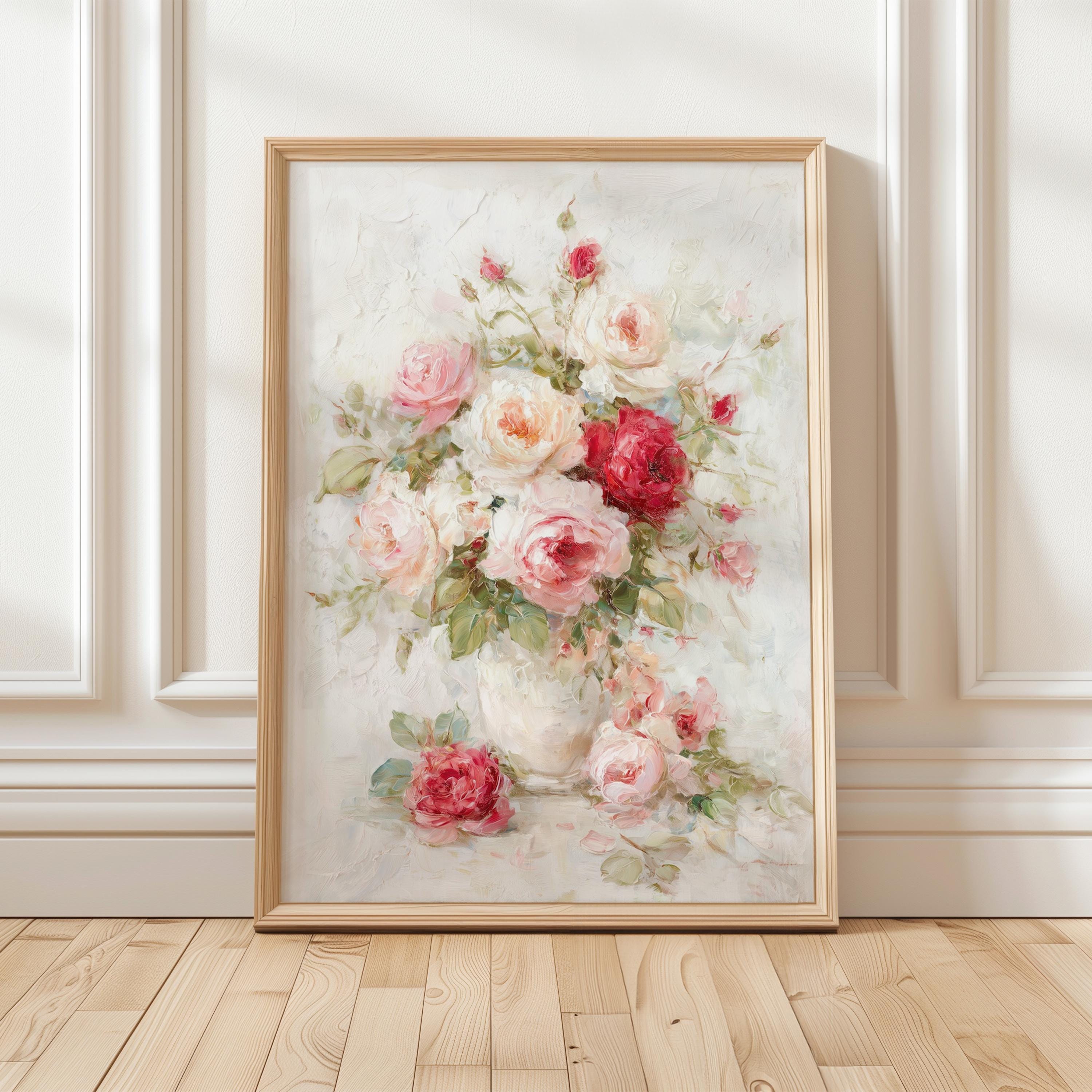 Soft Rose Bouquet Art Print – Romantic Floral Wall Art | Unframed ...