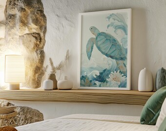 Sea Turtle Ocean Wall Art Print | Unframed - Print Only