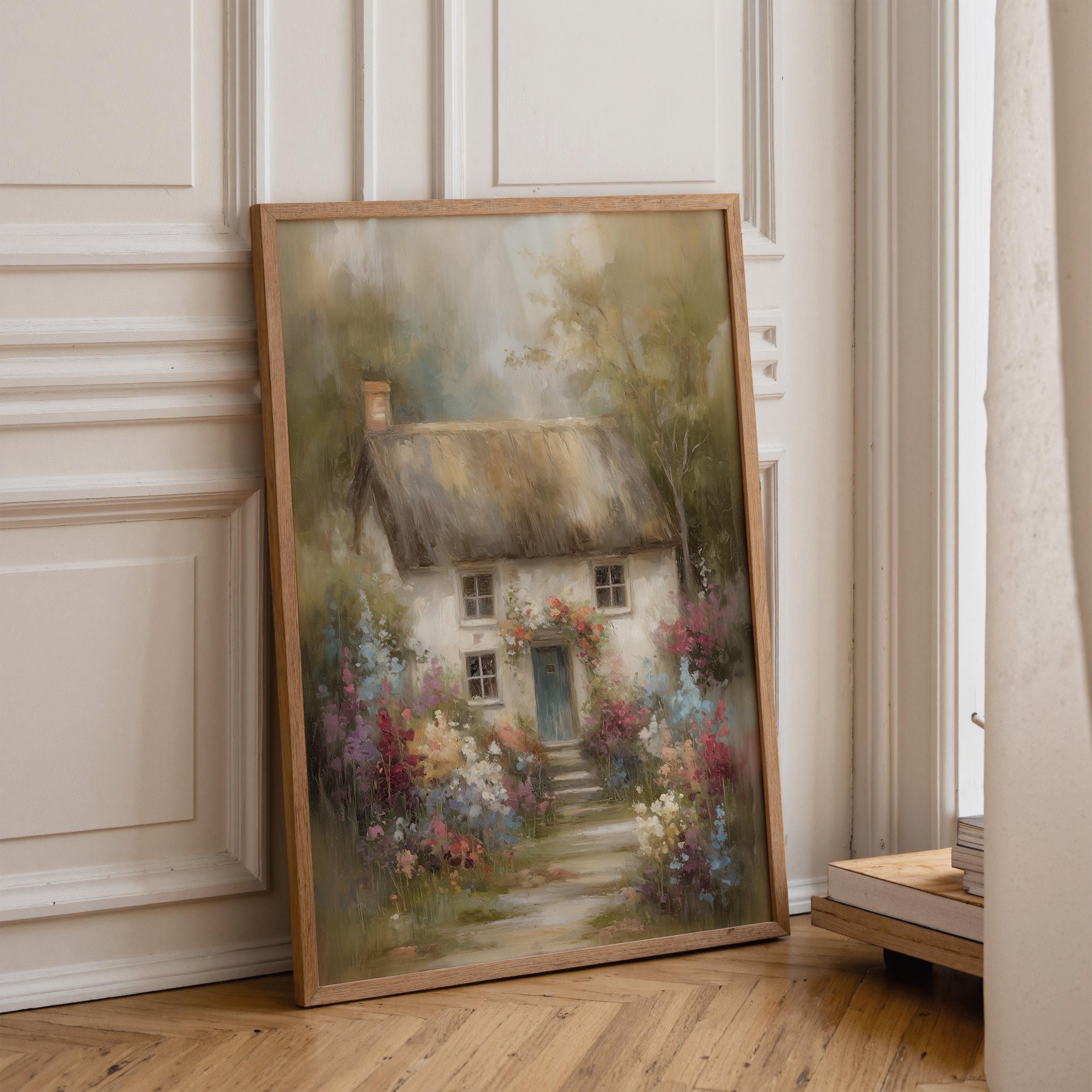 English Cottage Garden Art Print – Thatched Cottage Wall Art | Unframed ...
