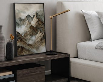 Impression d'art mural abstrait montagne neutre | Sans cadre - Impression uniquement