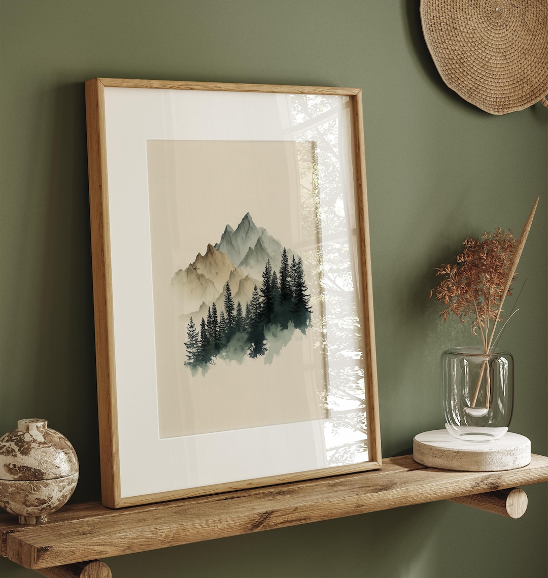Mountain Forest Watercolour Wall Art Print | Unframed - Print Only - Etsy