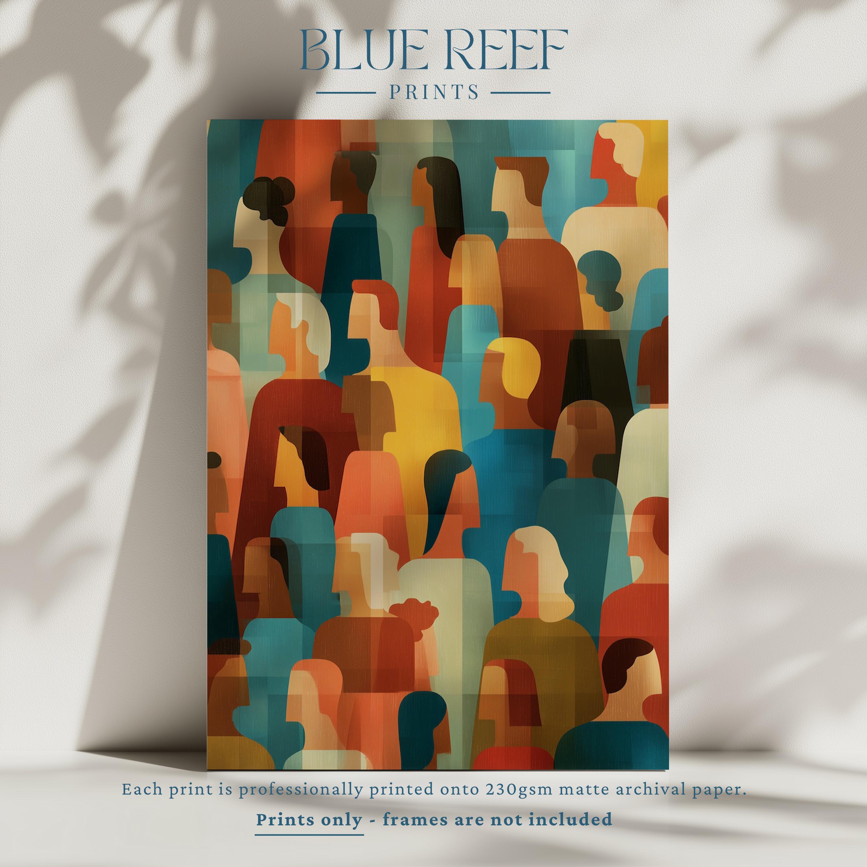Multicultural Abstract Modern Diversity People Abstract Print - Geometric Multicultural Crowd ...