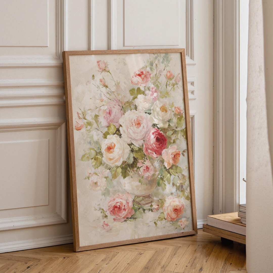 Soft Rose Bouquet Art Print – Romantic Floral Wall Art | Unframed ...