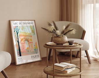 Arc de Triomphe Art Wall Print | Pastel Paris Print | Travel Wall Art | Parisian Home Décor | Gift for Travel Lovers | Unframed - Print Only