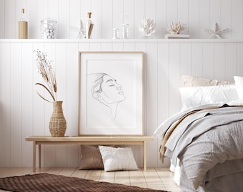 Line Art Woman Print | Minimalist Wall Art | Woman's Face Line Drawing | Abstract Line Drawing Print | Unframed - Print Only