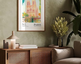 Notre Dame de Paris Art Print | Pastel Paris Print | Parisian Wall Art | Notre Dame Print | Pastel Cathedral Print | Unframed - Print Only
