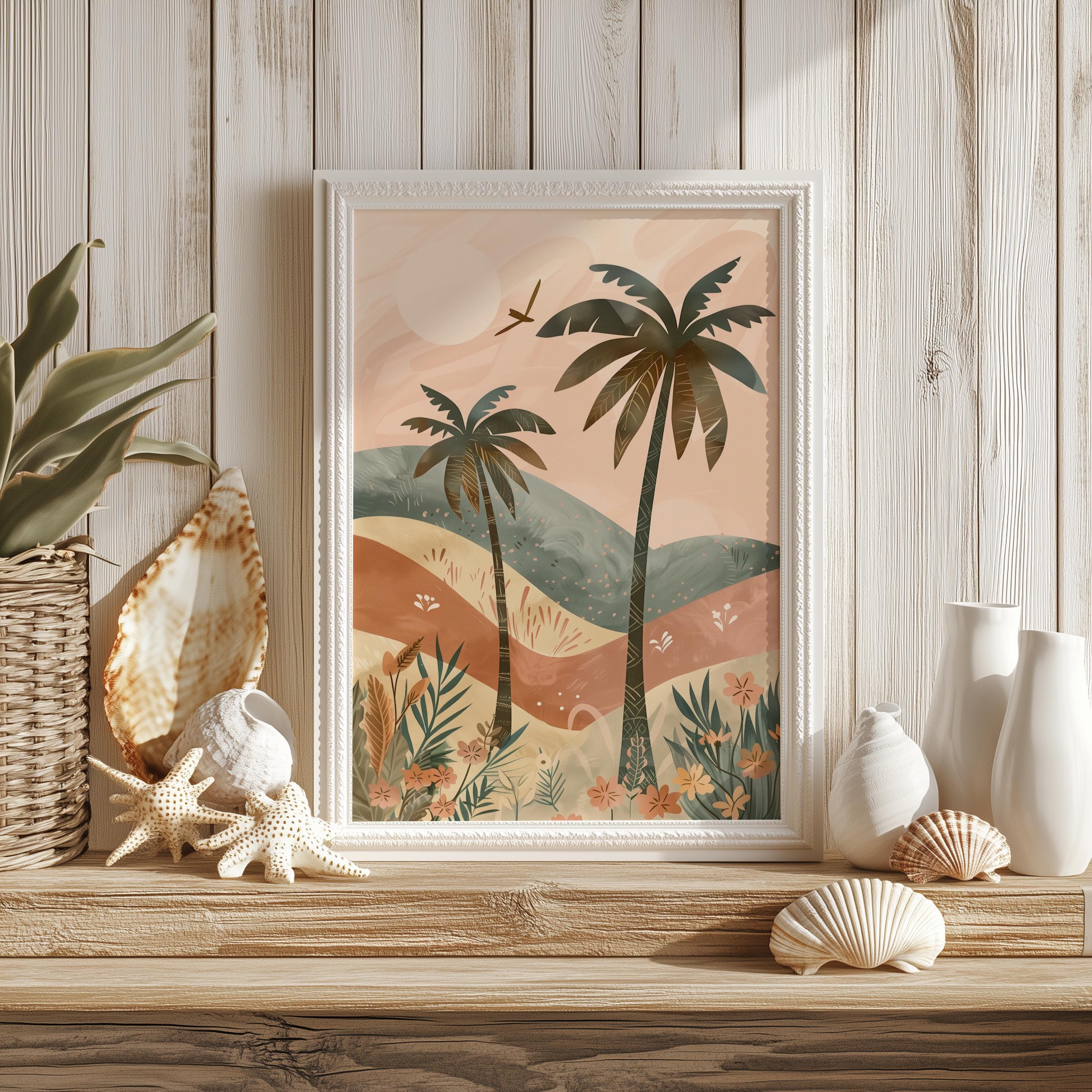 Tropical Palm Tree Wall Art Print – Boho Desert Landscape Decor ...