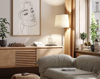 Line Art Woman Print | Minimalist Wall Art | Woman's Face Line Drawing | Abstract Line Drawing | Beauty Salon Print | Unframed - Print Only