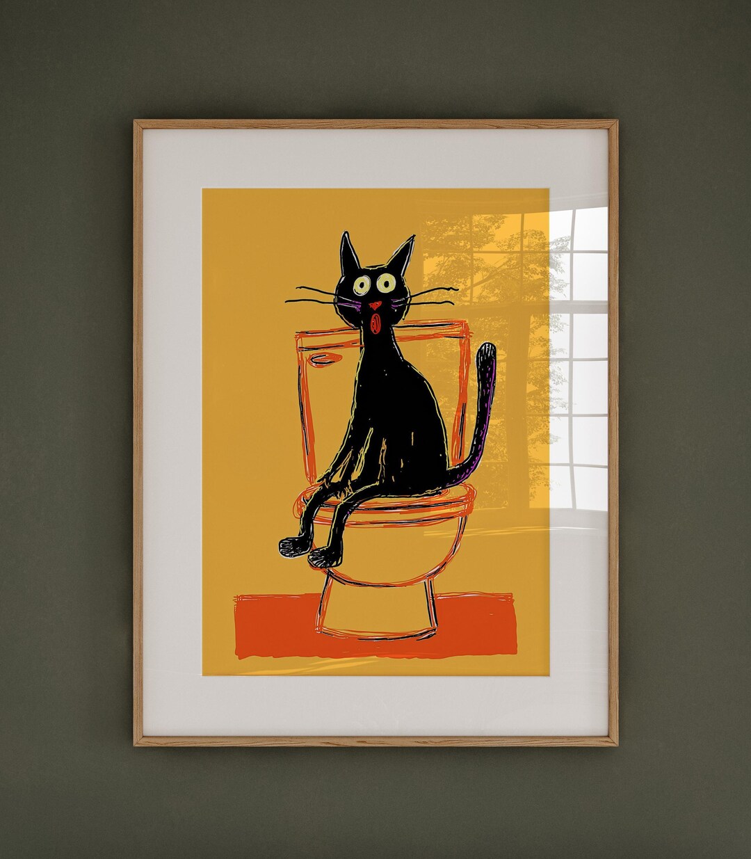 Colourful Pop Art Cat Bathroom Print – Funny Black Cat Wall Art, Quirky ...
