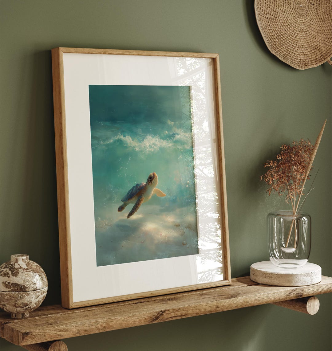 Sea Turtle Ocean Art Print – Underwater Marine Life Wall Art | Unframed ...