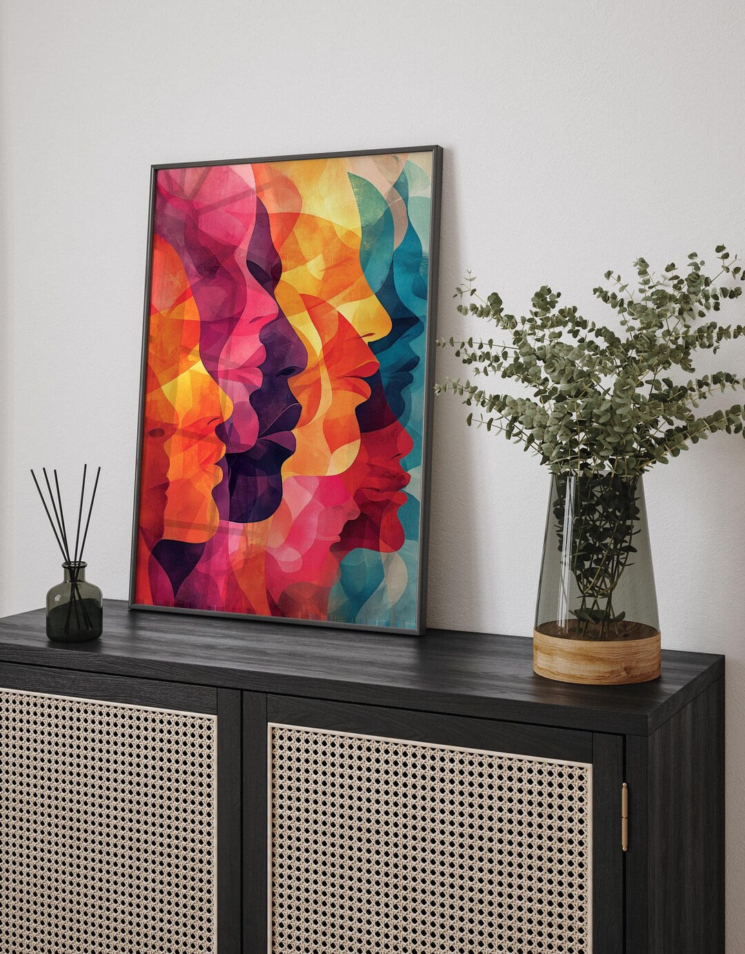 Multicultural Abstract Diversity Abstract Faces Print – Bold Multicultural Silhouettes in ...