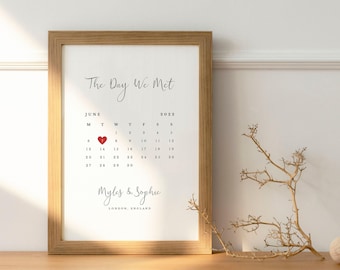 Stampa personalizzata "Il giorno in cui ci siamo incontrati" / Stampa calendario / Regalo di San Valentino / Senza cornice - Solo stampa