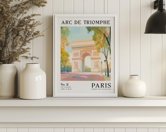 Arc de Triomphe Art Wall Print | Pastel Paris Print | Travel Wall Art | Parisian Home Décor | Gift for Travel Lovers | Unframed - Print Only