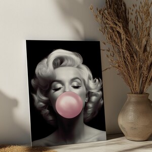Marilyn Monroe Art Print | Marilyn Monroe Bubble Gum Print | AI Generated Wall Art | Unframed - Print Only image 7