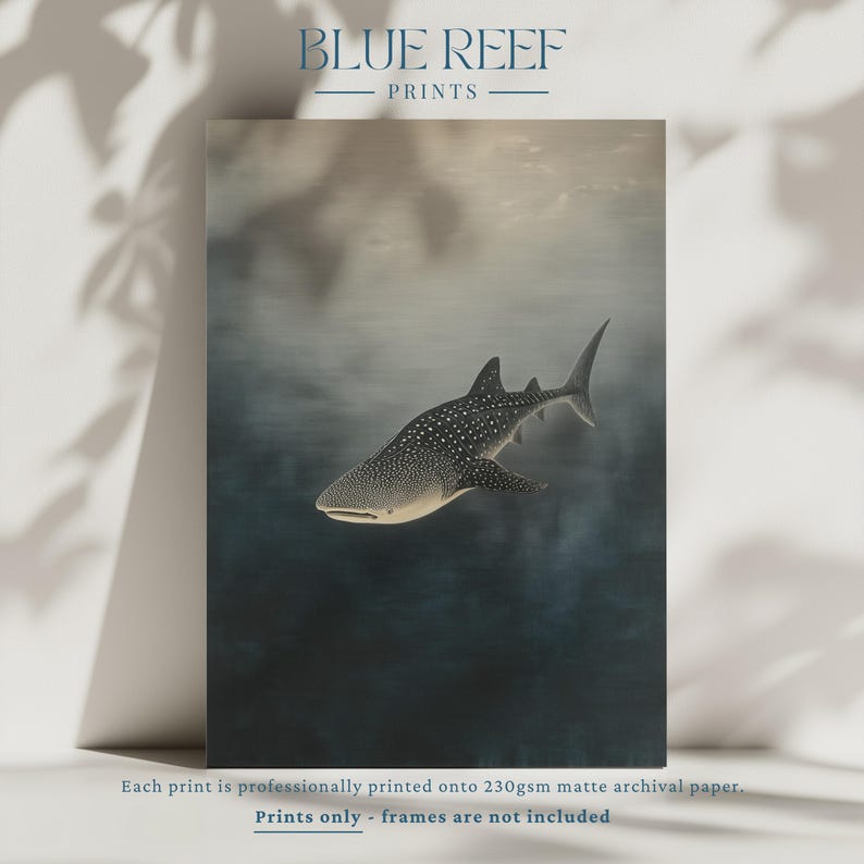 Whale Shark Wall Art Print – Coastal Ocean Sea Life Decor | Unframed ...