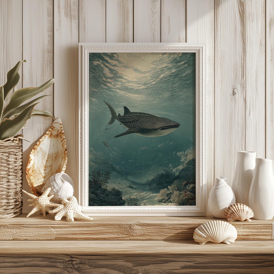 Whale Shark Wall Art Print – Coastal Ocean Sea Life Decor | Unframed ...