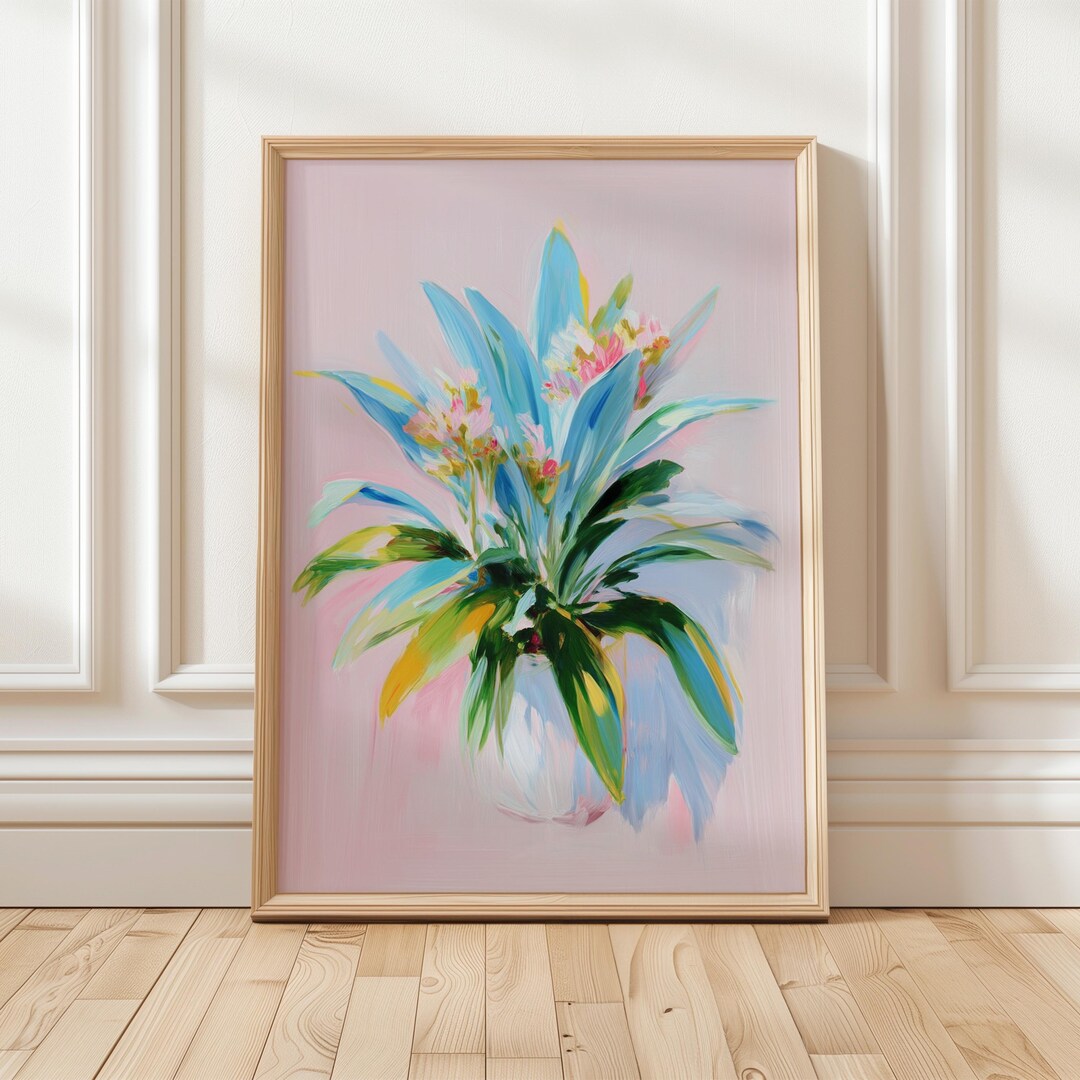 Pastel Botanical Vase Art Print – Soft Floral Wall Decor | Unframed ...
