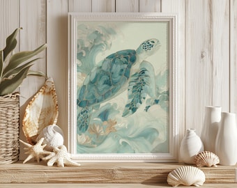Sea Turtle Ocean Wall Art Print | Unframed - Print Only