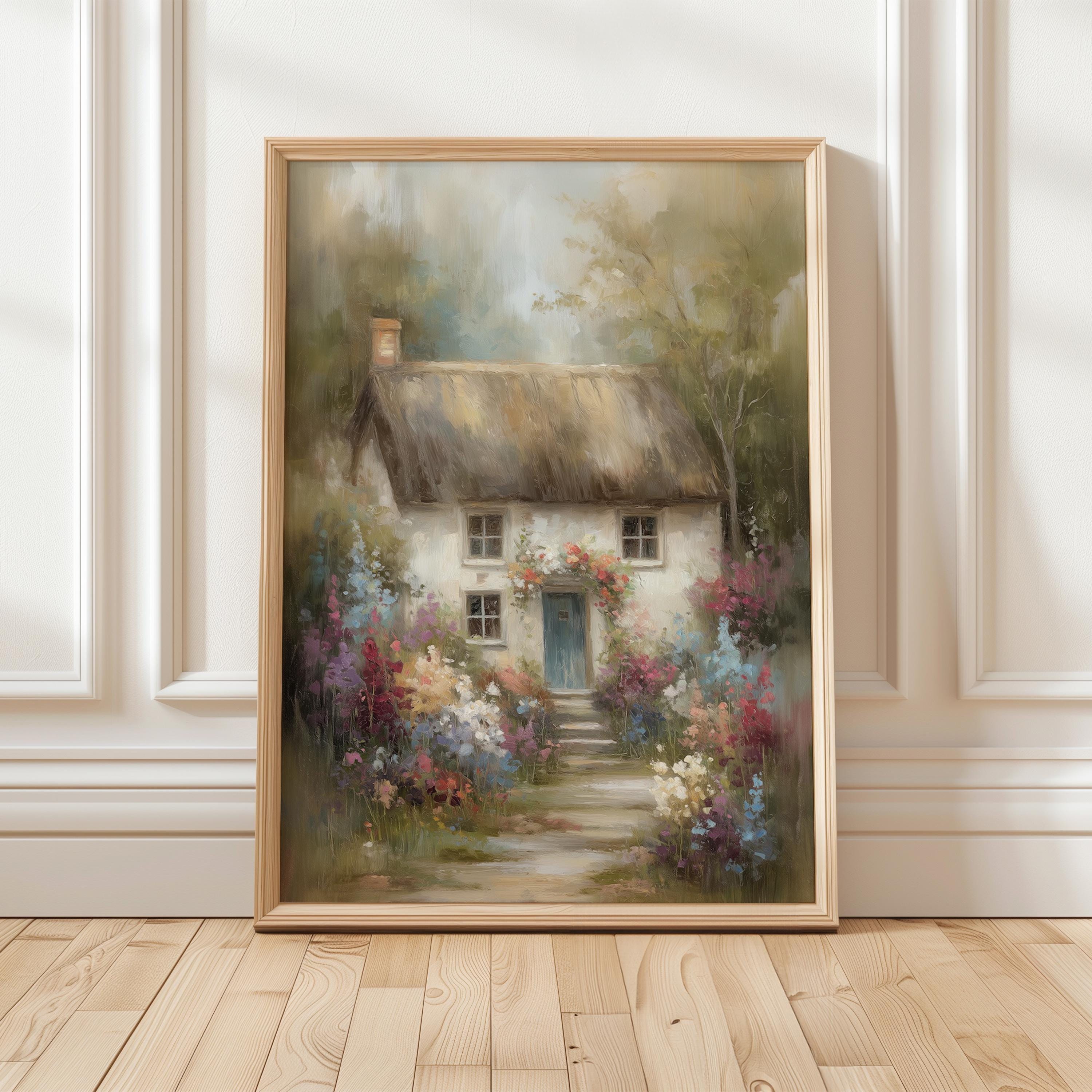 English Cottage Garden Art Print – Thatched Cottage Wall Art | Unframed ...