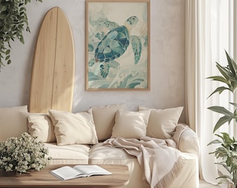 Sea Turtle Ocean Wall Art Print | Unframed - Print Only