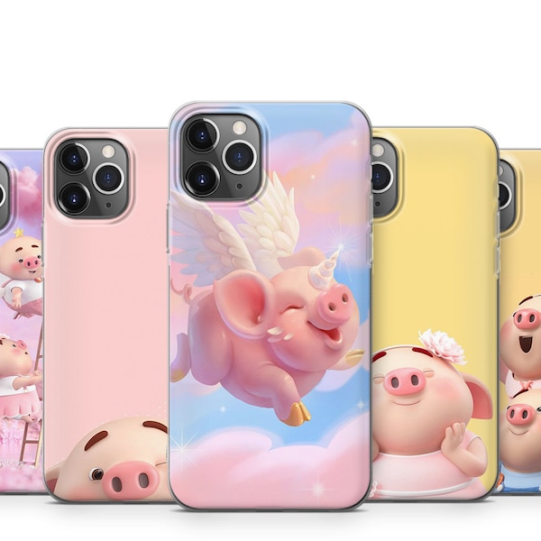 Coque de téléphone cochon de dessin animé, étui de téléphone pour iPhone 15 14 13 12 11 X Xs Xr 8 7 SE2020 Samsung S23 S22 S21 S20 S10 A13 A14 A21 A30