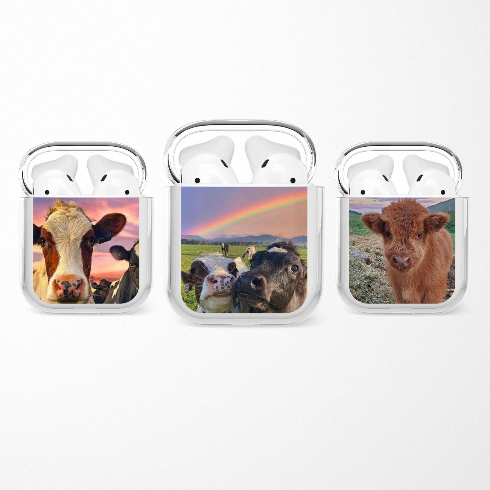  Airpods Case Cover Cow, Olytop Cute Airpods Protective Case  Cover Printed Hard Skin Women Girl for Apple Airpods Charging Case with  Keychain AirPods 2nd 1st Gen (Black Cow) : Electronics