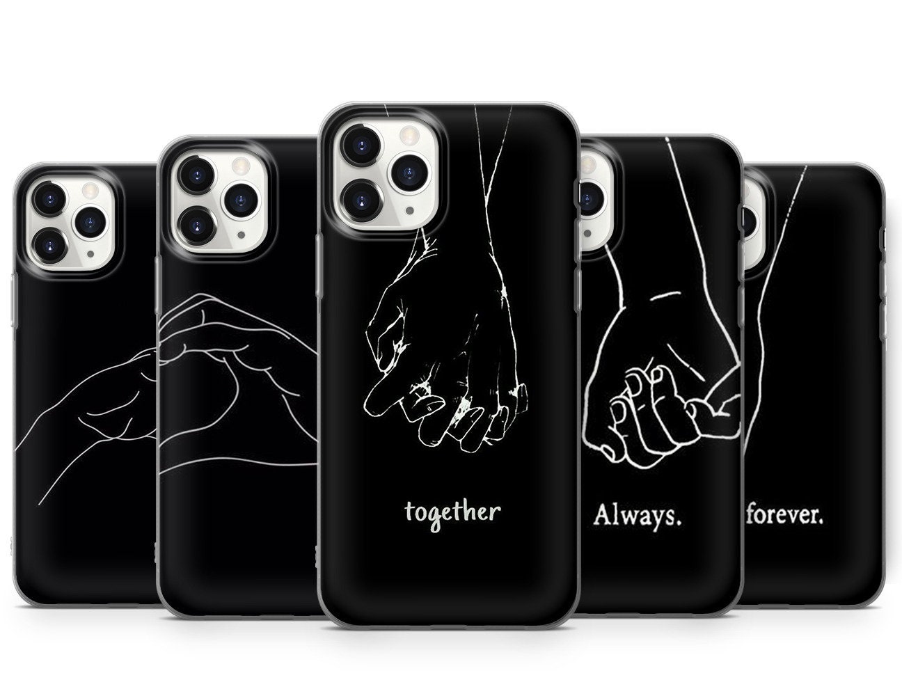 2pcs Black Cat Pattern Phone Case For Iphone 11 12 13 14 Pro Max Mini Xr