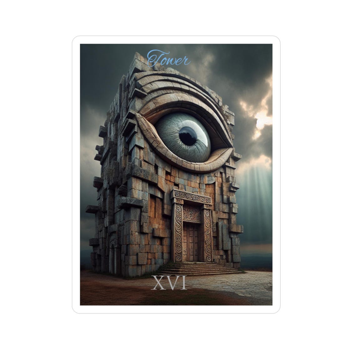 The Tower Tarot Card Vinyl Sticker - Cyclops Eye Fantasy Art - Etsy
