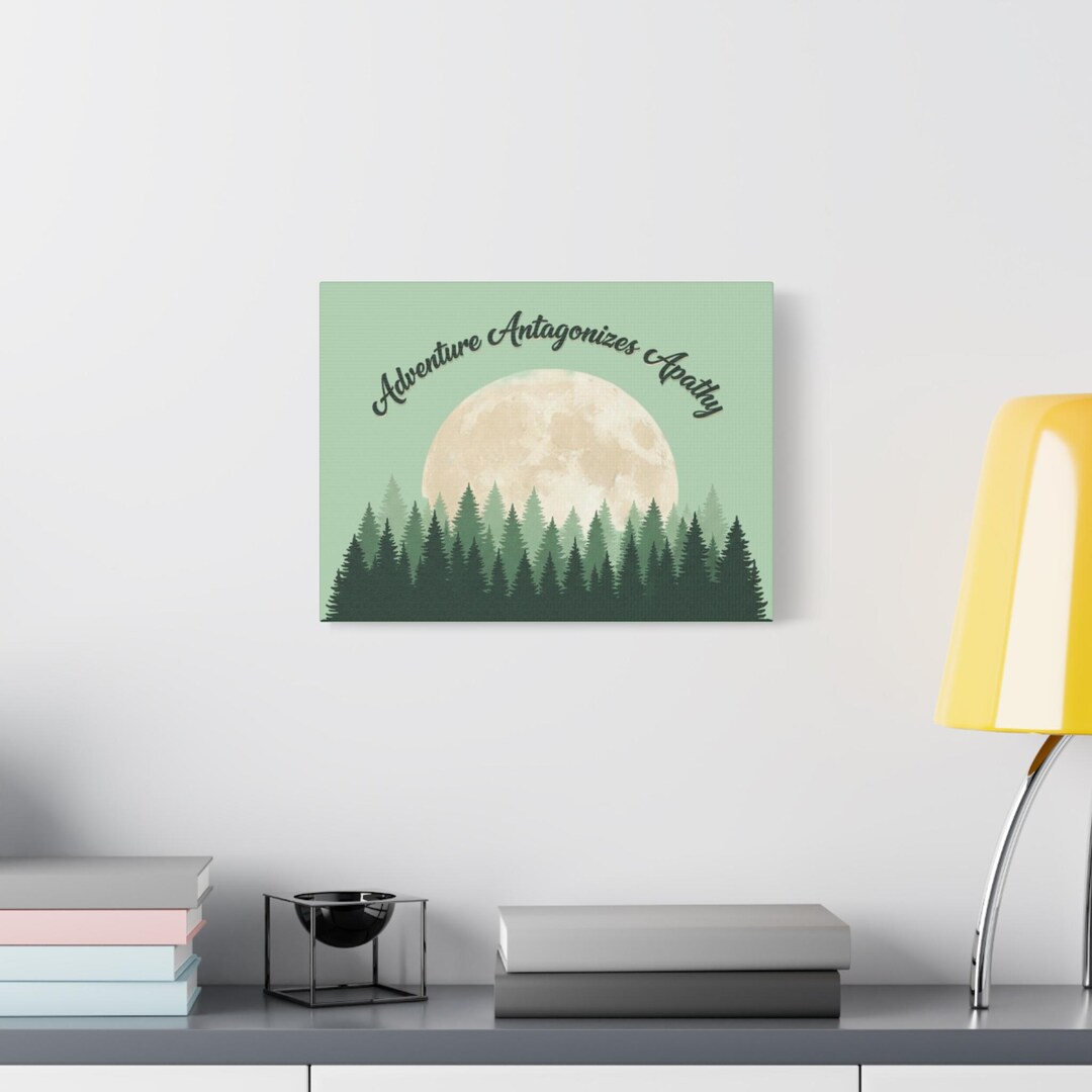 Alpine Moon Crest Canvas | Mountain Lodge Aesthetic, Chalet Wall Art - Etsy