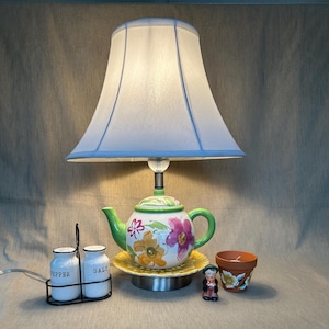 Yellow , Pink, and Green Floral Table Lamp