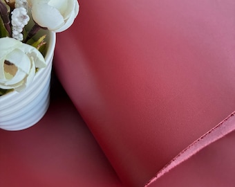1.2-1.4mm Dark Red Italian Smooth 100% Real Cowhide Leather Sheets Multiple Sizes