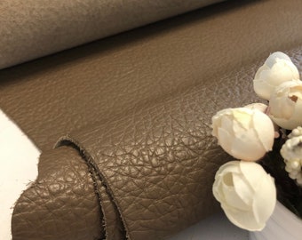 Dark Beige Full Grain Embossed Rough Bison Look Pebbled Italian 100% Real Cowhide Leather Multiple Sizes