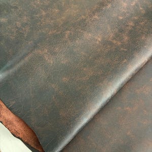 Fogli di pelle bovina pieno fiore 100% vera, marrone scuro, invecchiati, da 1,8-2,0 mm di spessore, diverse misure