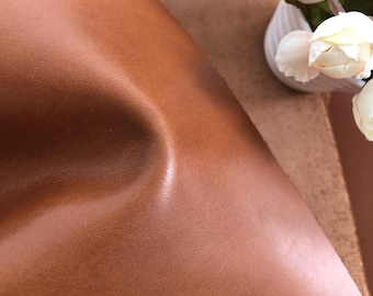 1.4-1.6mm Thickness Dark Tan Brown Smooth Full Grain Italian 100% Real Cowhide Leather Multiple Sizes NOCG2407