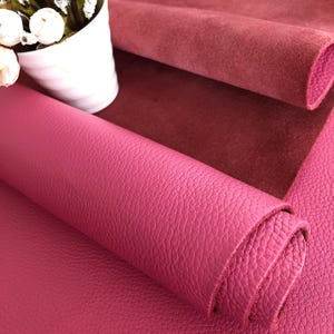 Láminas de piel de vacuno auténtica italiana, 100 % granulada, color rosa, de 2,0 mm de grosor