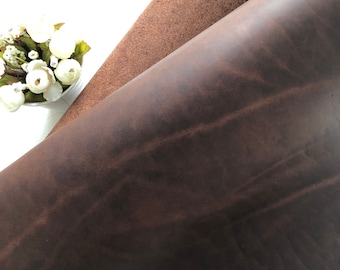 2.0mm - 2.2mm Thickness Dark Brown Crazy Horse Full Grain 100% Real Cowhide Leather Sheets