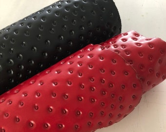 Black Red Strawberry Textured Glossy Veg Tan 100% Real Cowhide Leather Sheets Multiple Sizes