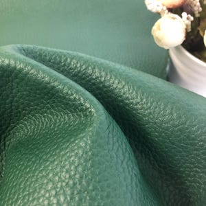 Láminas de piel de vacuno 100 % auténtica, con relieve granulado, color verde oscuro, varios tamaños