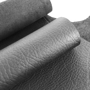 Láminas de cuero de vaca 100 % auténtico de grano completo granulado negro de 2,0 mm a 2,5 mm de grosor en varios tamaños
