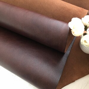 Láminas de piel de becerro 100 % auténtica de grano completo, de color marrón oscuro caoba granulada, de 1,2 mm, en varios tamaños