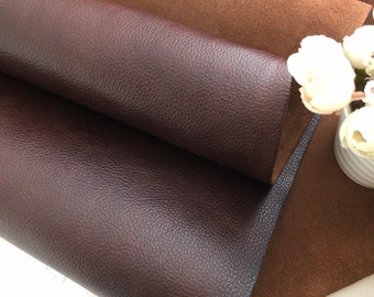 1.2mm Dark Brown Mahogany Pebbled Veg Tan Full Grain 100% Real Cowhide Leather Calfskin Sheets Multiple Size