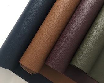 Double Sided Italian Pebbled 100% Real Cowhide Leather Sheets Navy Gold Brown Hunt Green Wine Burgundy- Multiple Colour and Sizes
