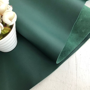 1.4mm - 1.6mm Thick Dark Green Bottle Green Smooth Full Grain 100% Real Cowhide Leather Sheets Multiple Sizes