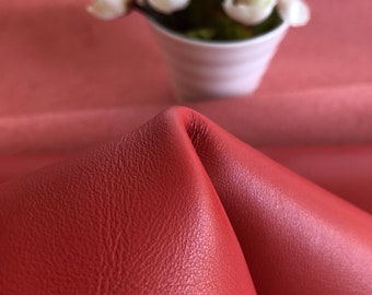 Red Smooth 100% Real Cowhide Leather Pieces Sheets Multiple Sizes