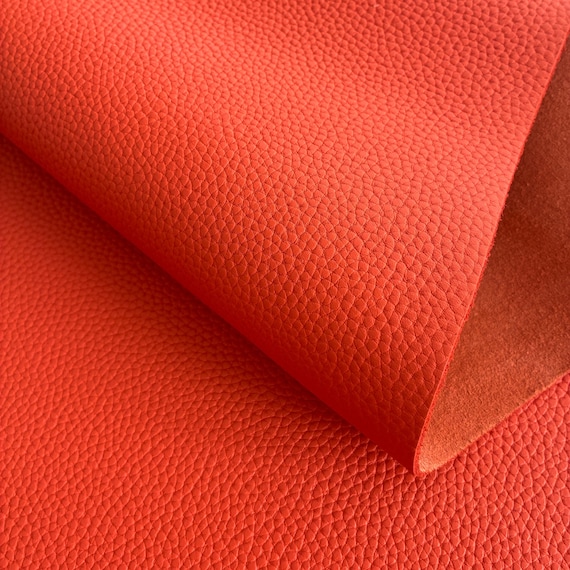 2.0mm Thick Orange Full Grain Pebbled Italian 100% Calfskin Leather Sheets Multiple Sizes