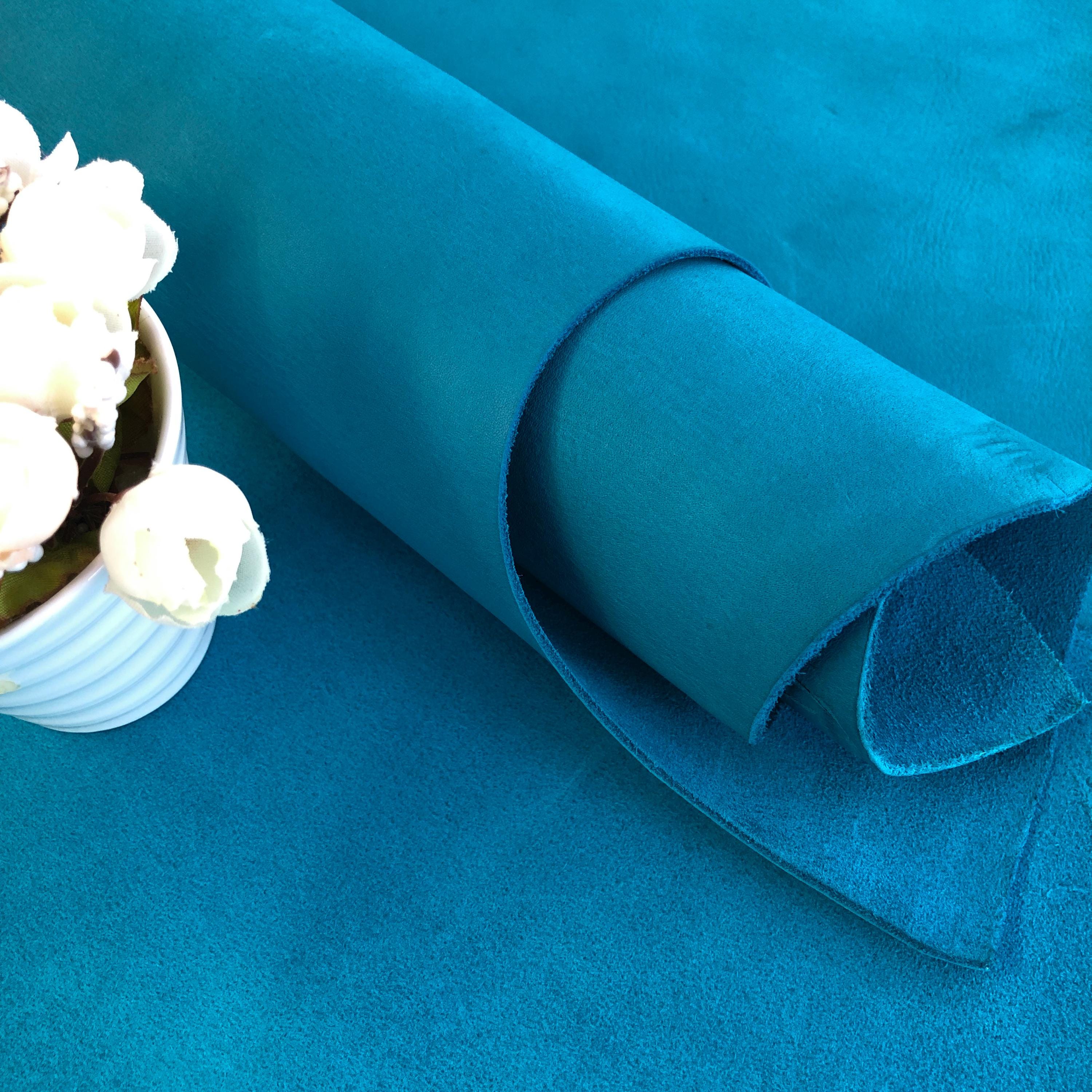 2.0mm Thick Turquoise Blue Nubuck Italian Veg Tan 100% Real Cowhide Leather Sheets Multiple Sizes