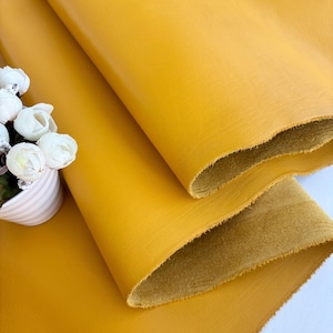 Láminas de piel de vacuno 100 % auténtica, de grano completo, suave y lisa, en varios tamaños, color amarillo cítrico
