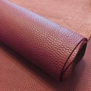 Draps 100 % cuir de vachette véritable grainé doux bordeaux