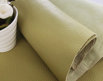 Avocado Green Embossed Pebbled 100% Real Cowhide Leather Sheets Multiple Sizes