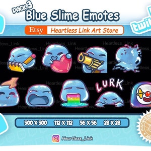 Blue Slime Emotes Pack - 3 // Twitch // Discord // Youtube // Streamer